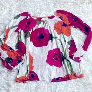 Gap Kids Pink Orange Cream Floral Long Sleeve Blouse Girl’s Size Small